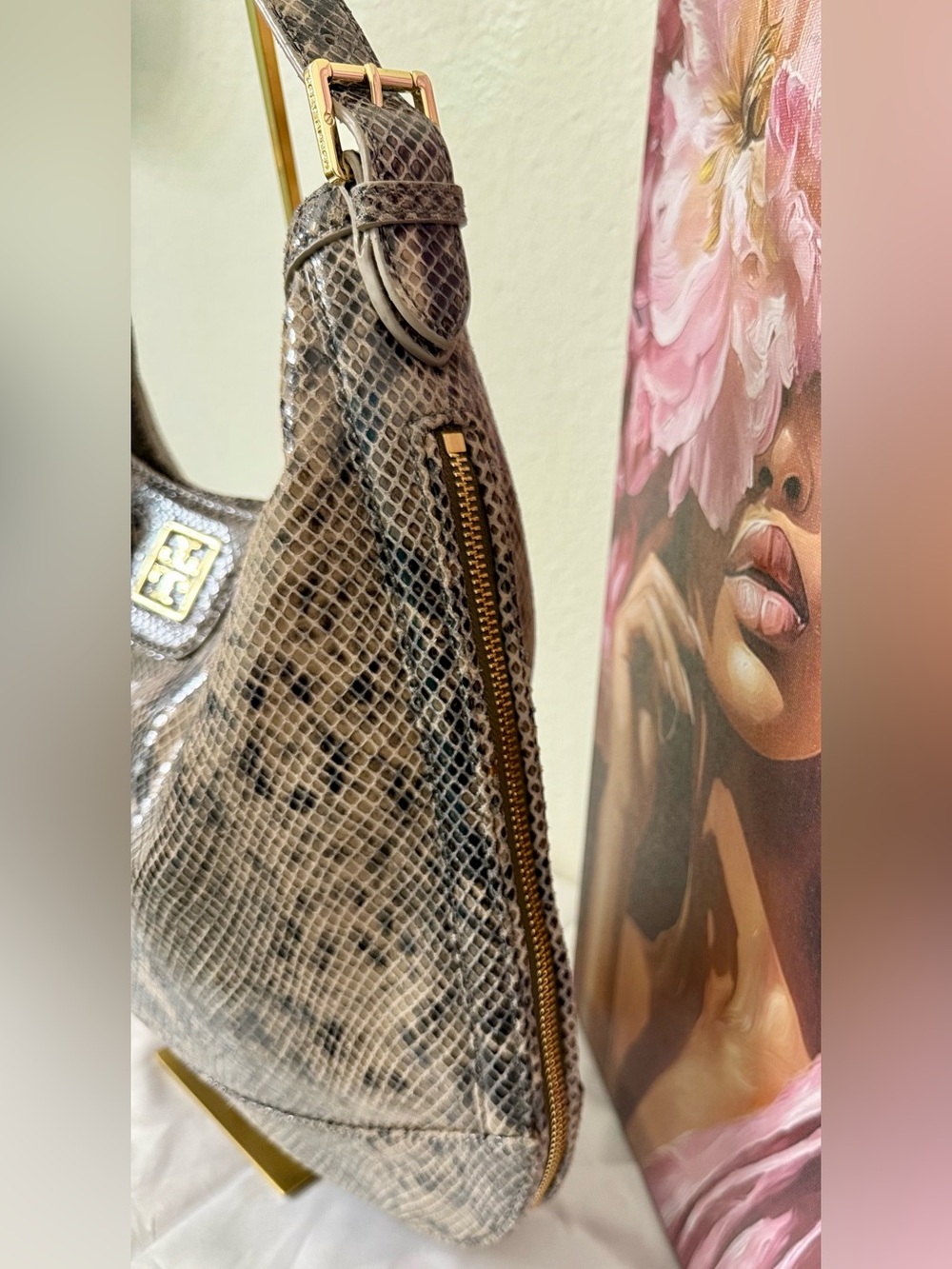 NWOT - Tory Burch Snake-Print Hobo Shoulder Bag - Picture 9 of 9